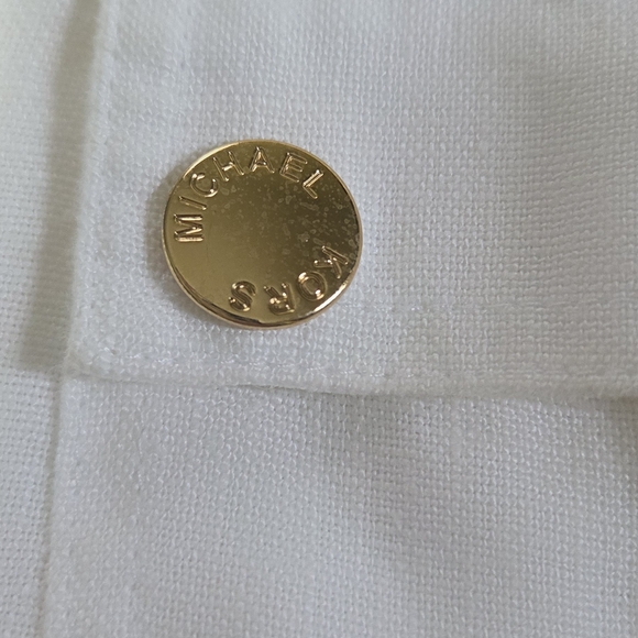 Michael Kors White Utility Jacket with Gold Buttons - Picture 3 of 6